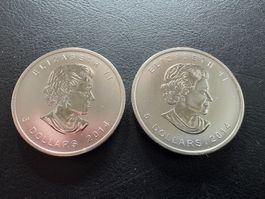 2 pièces en argent pur (999.9/1000) de 1 once Canada