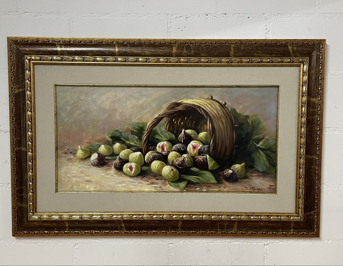 Dipinti: Originales Gemälde "Feigenkorb", gerahmt, 83x53cm. – Usato da Schaffhausen venduto da Lillo80
