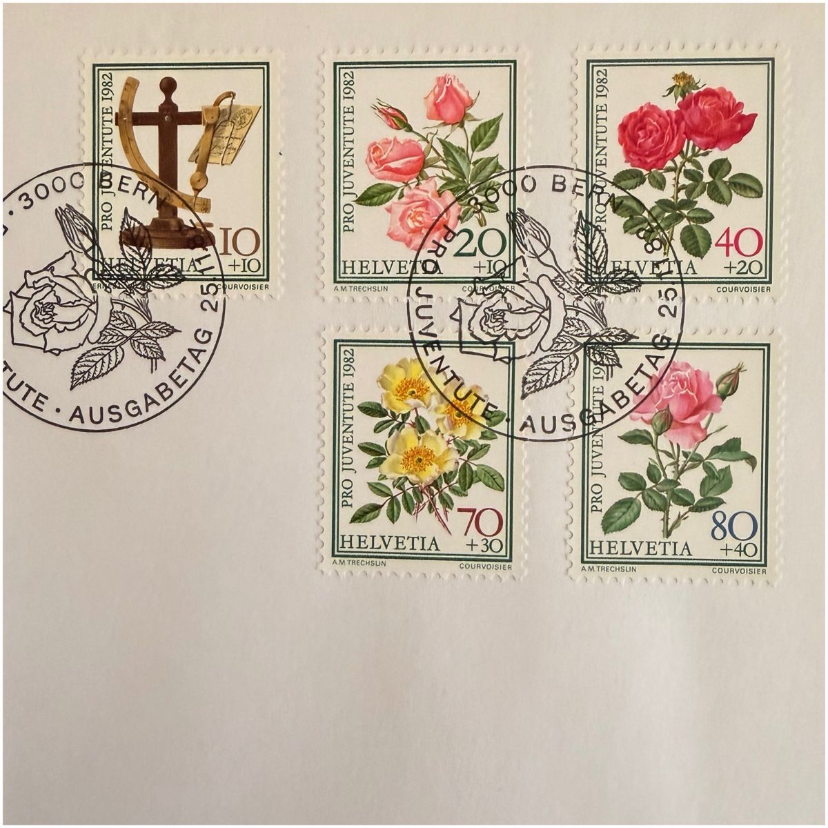 Tutti i francobolli: Ersttagsbrief Pro Juventute FDC - 1982 - Rosen – Usato da Schlieren venduto da RoPue 1