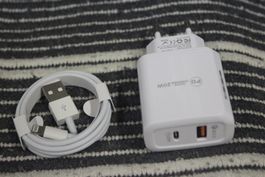 2in1 Duo PD Ladegerät Netzteil USB-C 20W iphone +kabel