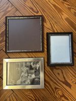 3 Stücke Vintage Bilderrahmen Set Holz dunkel Silber