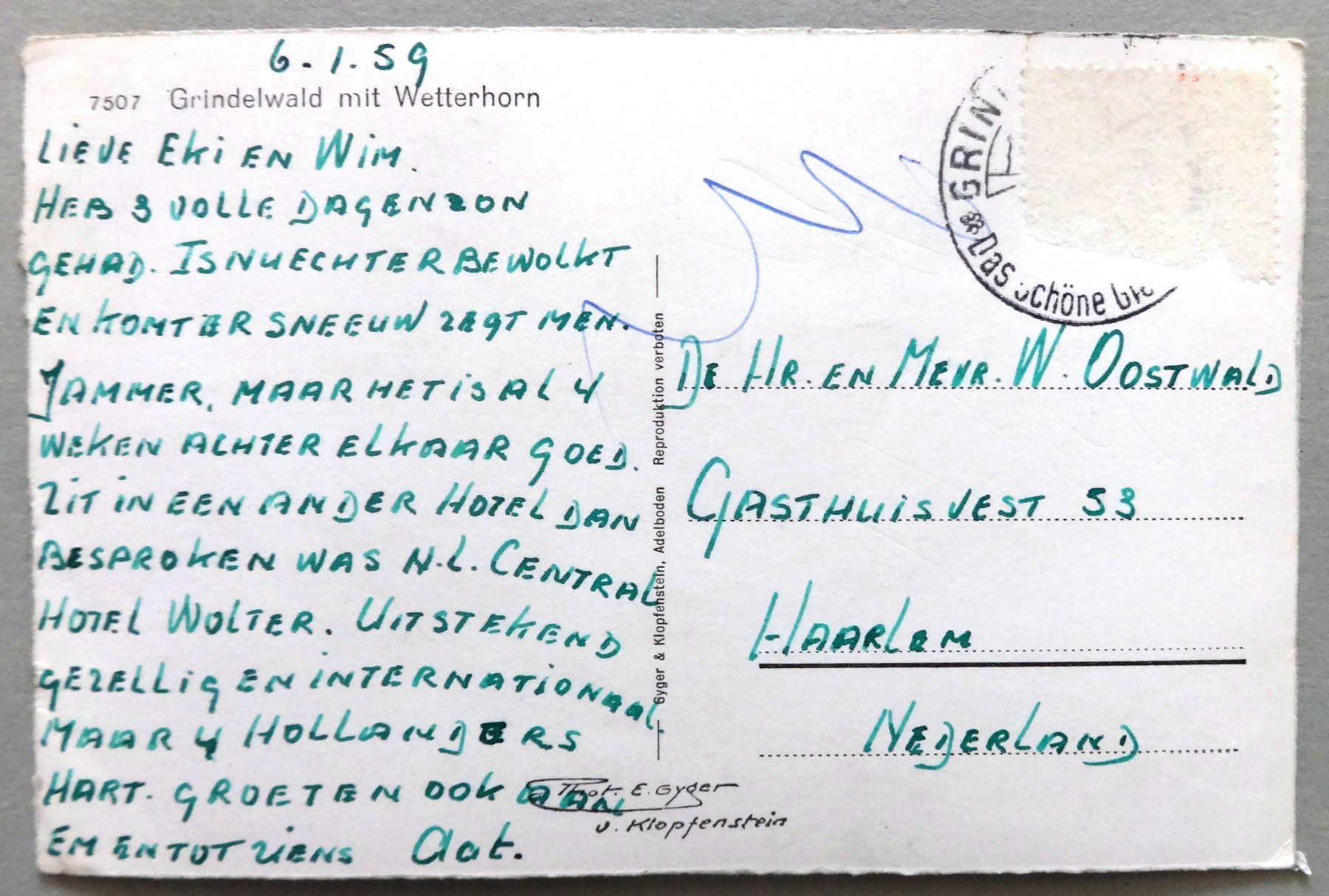 Cartoline postali: Grindelwald mit Wetterhorn – Difettoso da Fétigny venduto da Billy2miny 1