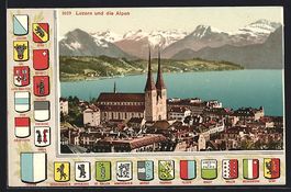 Luzern, Teilansicht mit Kirche und den A