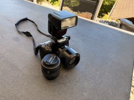 Minolta Dynax 300si Set mit 2 Objektiven und Blitz – Bastler