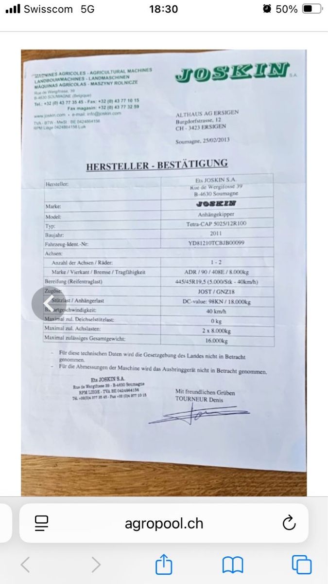 Autoribaltabili: 2 Achs Kipper – Usato da Deitingen venduto da FluDei 3