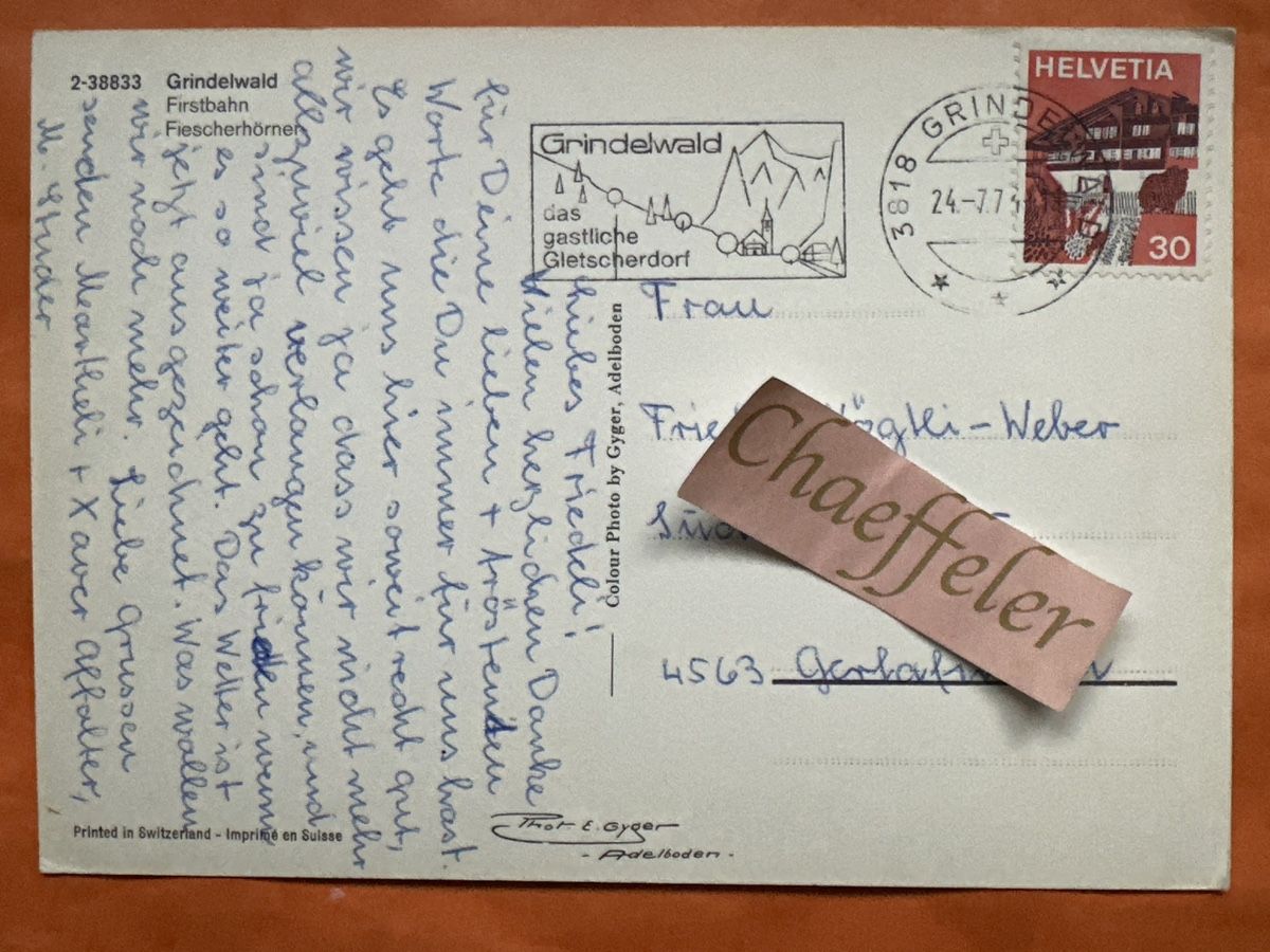 Cartoline postali: Alte Ansichtskarten Grindelwald Firstbahn 1970er Jahre – Usato da Zürich venduto da Chaeffeler 1