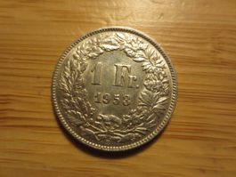 1 Fr. 1953 silber  unz ungereinigt