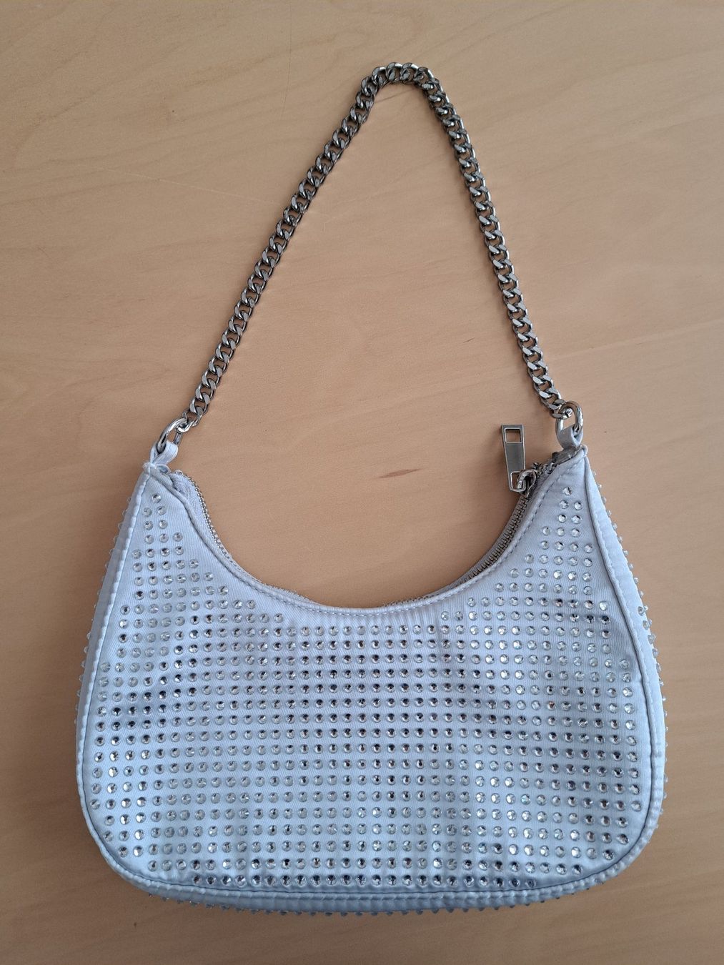 C&A Borse da donna: Tasche hellgrau mit Glitzersteinchen, Clockhouse von C&A – Usato da Pfaffnau venduto da hjp01