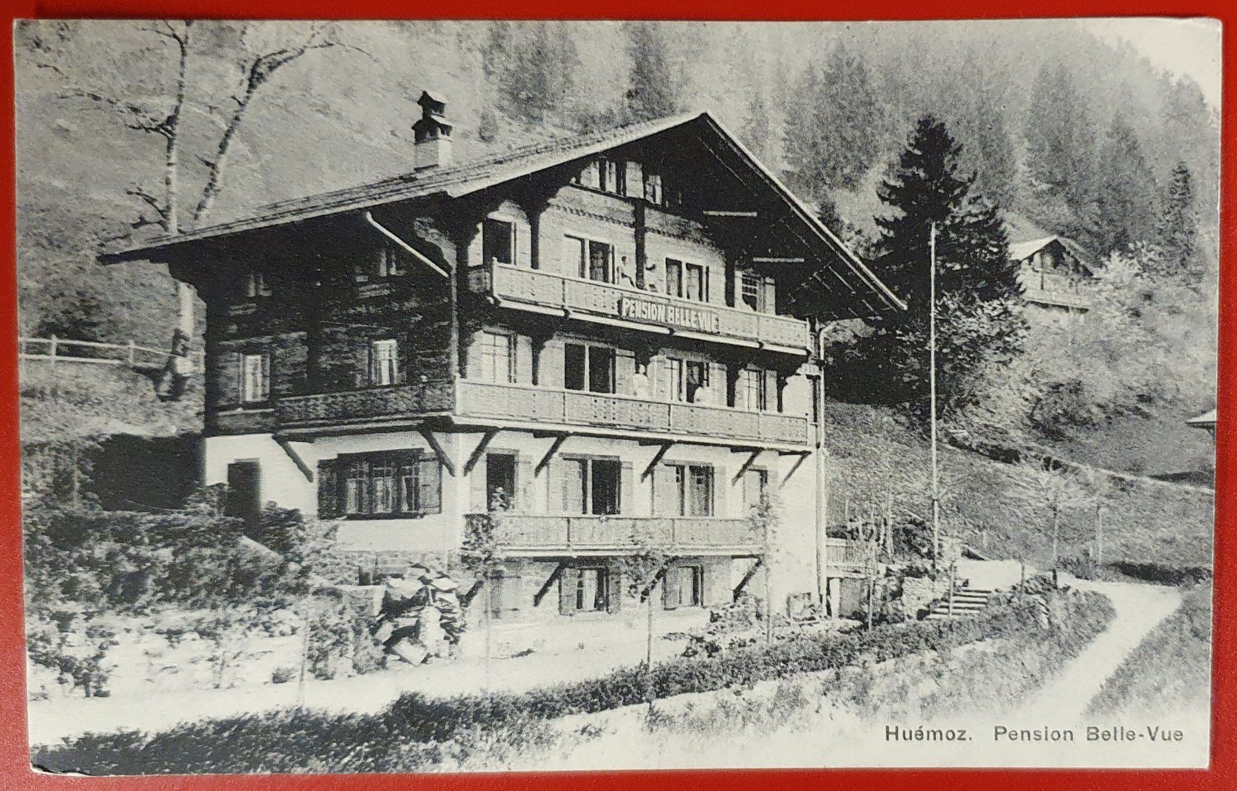 Cartoline postali: Huémoz 1918, Pension Belle-Vue – Usato da Kreuzlingen venduto da Rschweiz1