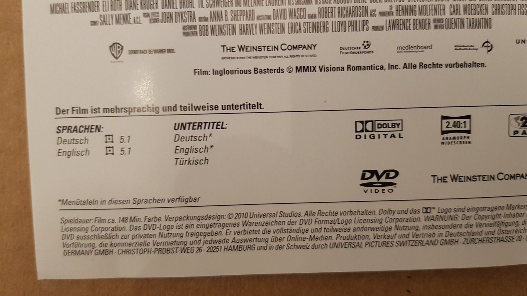 Tutti i DVDs: DVD Inglourious Basterds / Brad Pitt – Usato da Oetwil am See venduto da fineli2 1