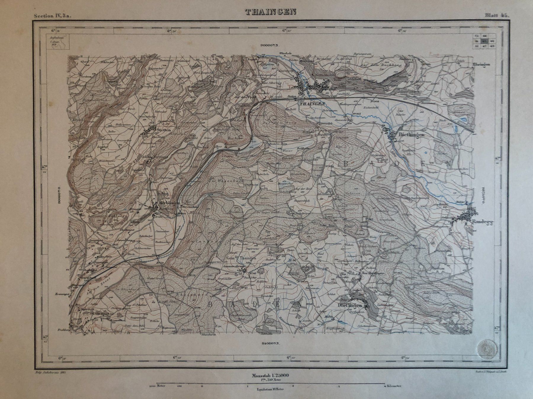 Cartine & Atlanti: Siegfriedatlas Bl. 45: Thaingen 1885 – Usato da Zürich venduto da allp 1