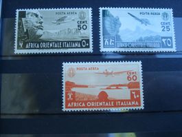 Italien, 3 Marken Africa Orientale Italiane, Flugpostmarken*