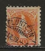 1889  20 Rp. Stehende Helvetia, 66B, gestempelt Genève