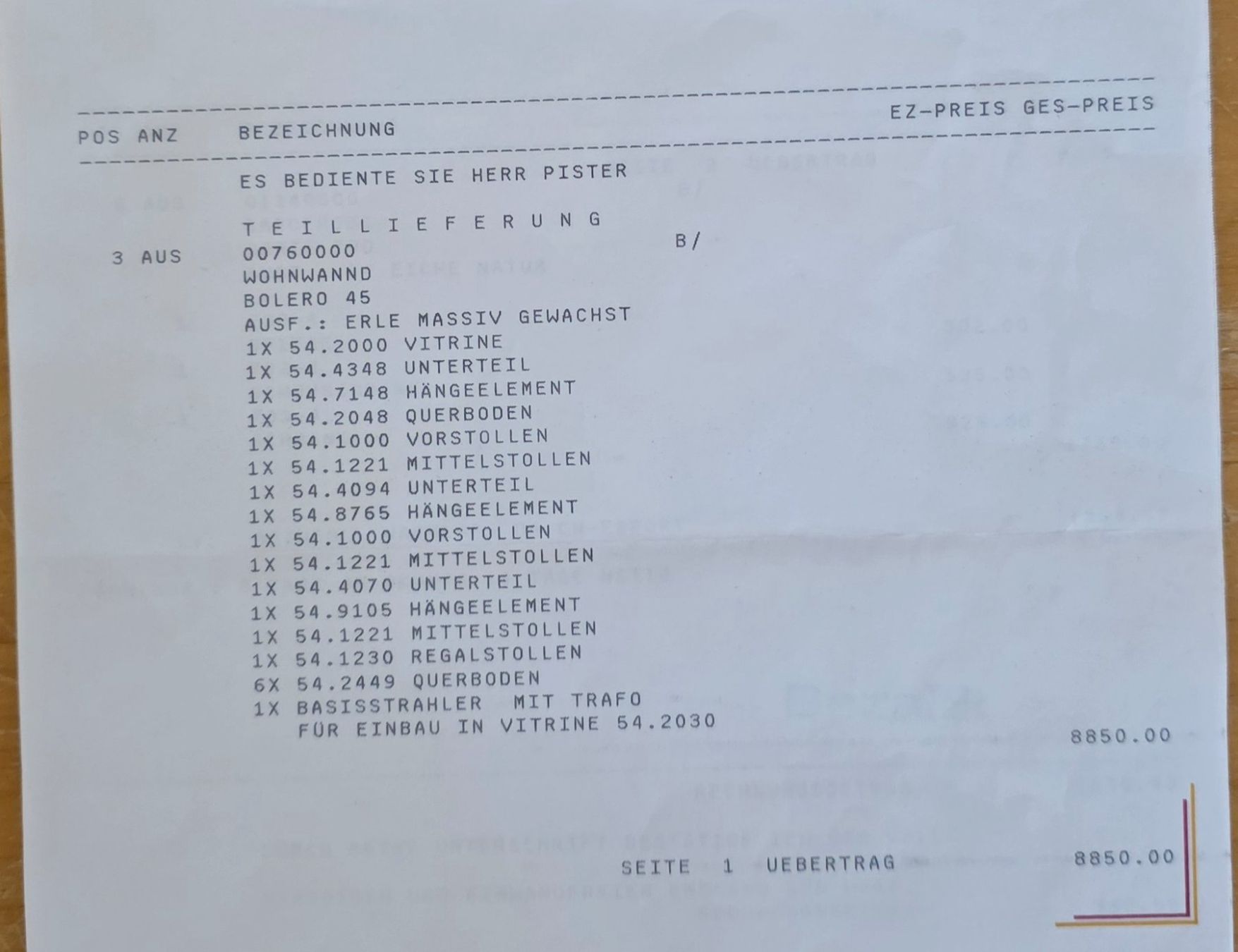 Credenze: Wohnwand Erle Massiv – Usato da Aarburg venduto da ebbe_im_portemonnaie 2