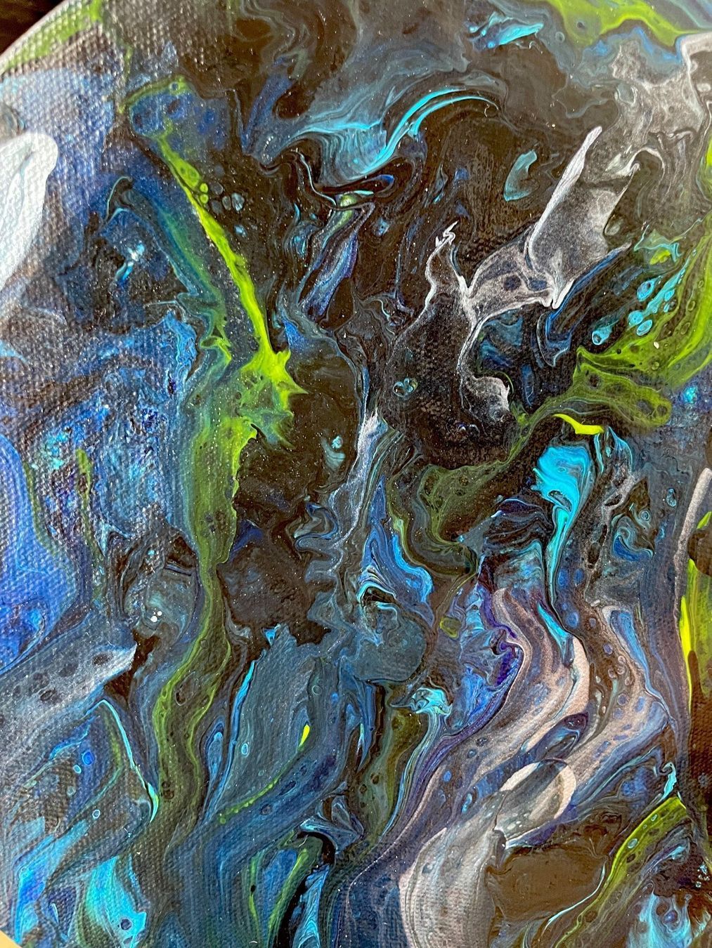 Gemälde: Gemälde rund Acrylic Pouring blau – Neu (gemäss Beschreibung) aus Hochdorf von Jasminurschel 1