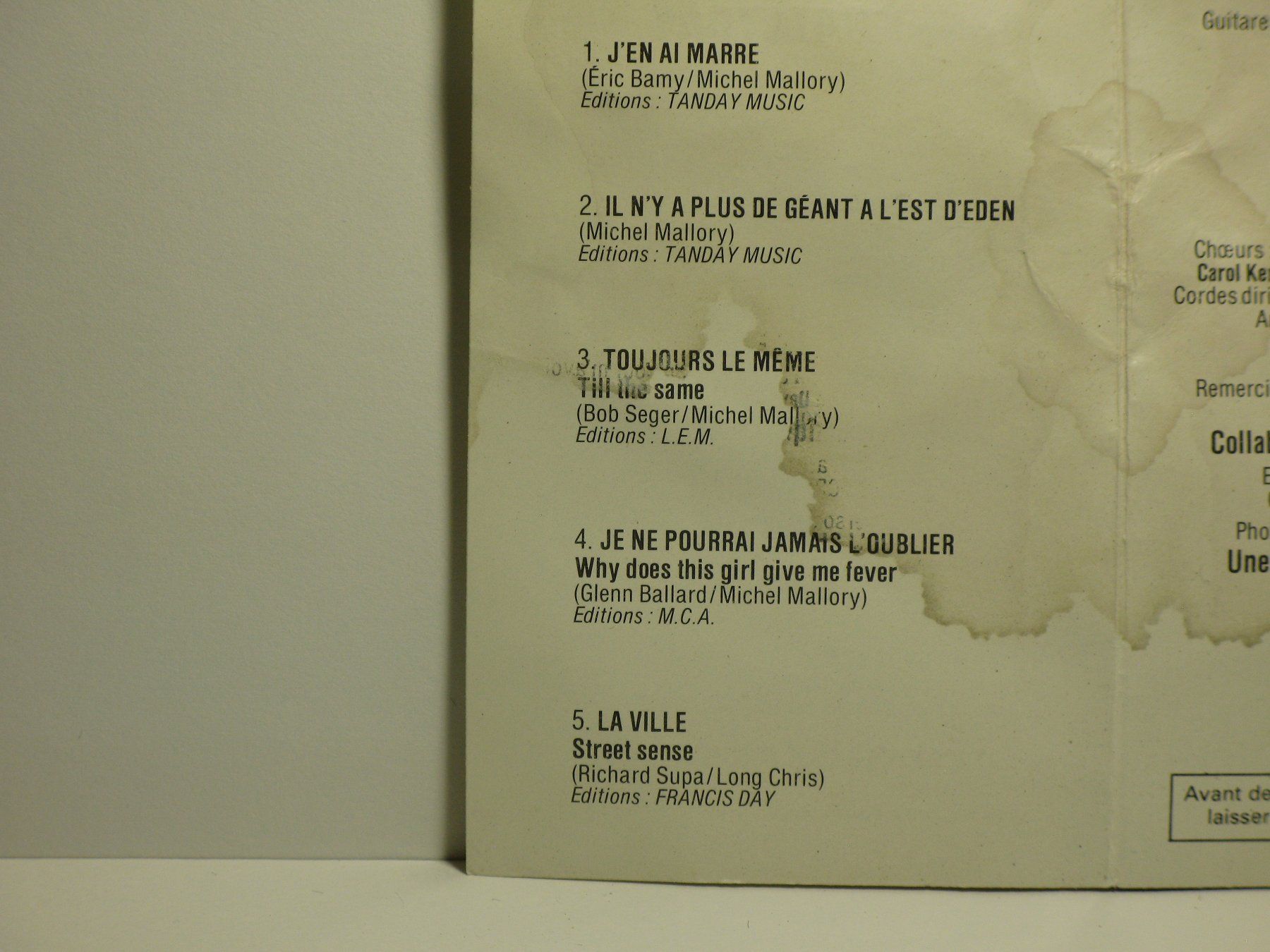 Kompaktkassetten: JOHNNY  HALLYDAY   "C´est  pas  Facile " – Gebraucht aus Langnau i. E. von gf2_29jt 3