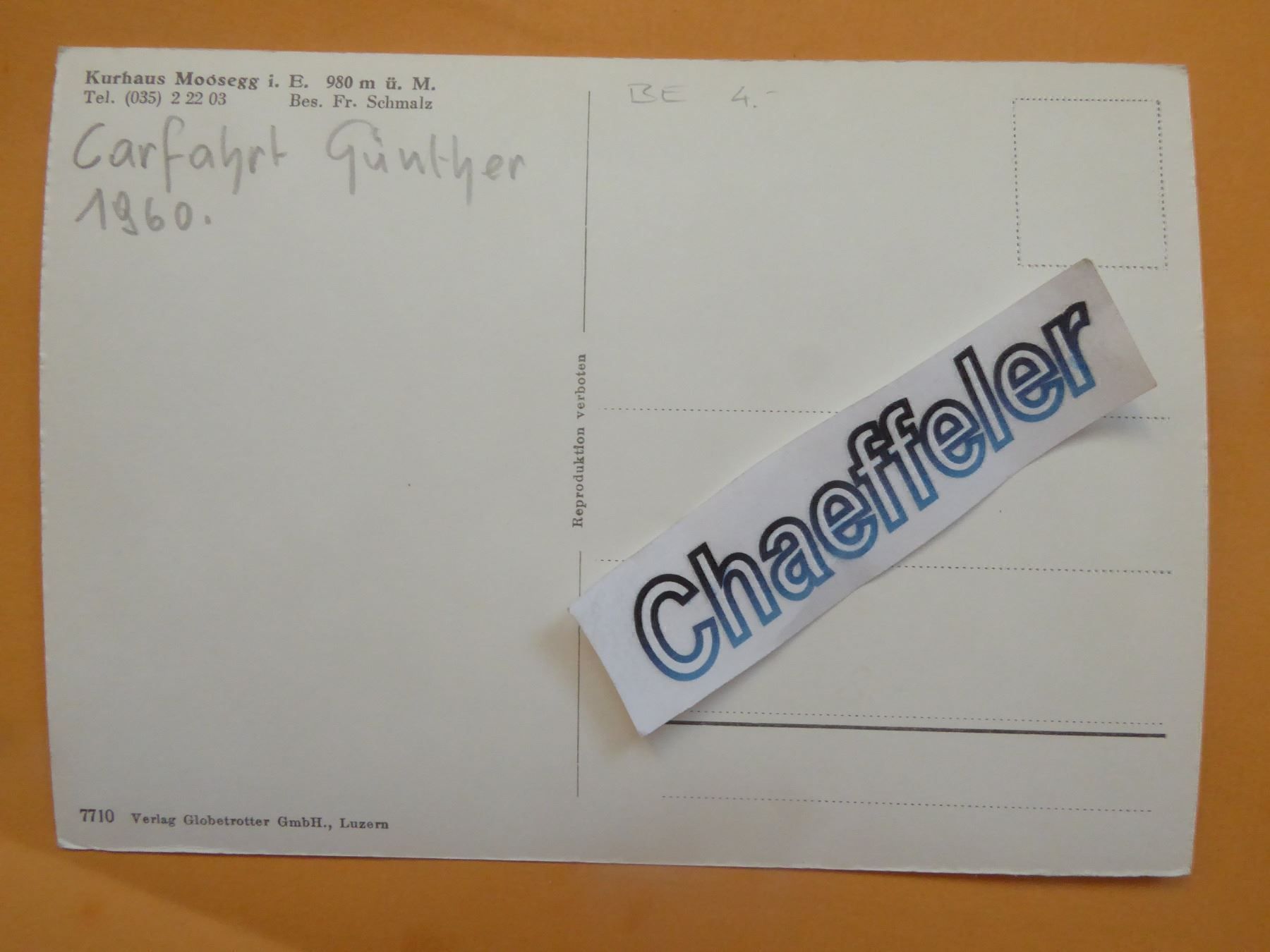Cartoline postali: Moosegg: Blick auf Langnau u. Pilatusk. – Usato da Zürich venduto da Chaeffeler 1