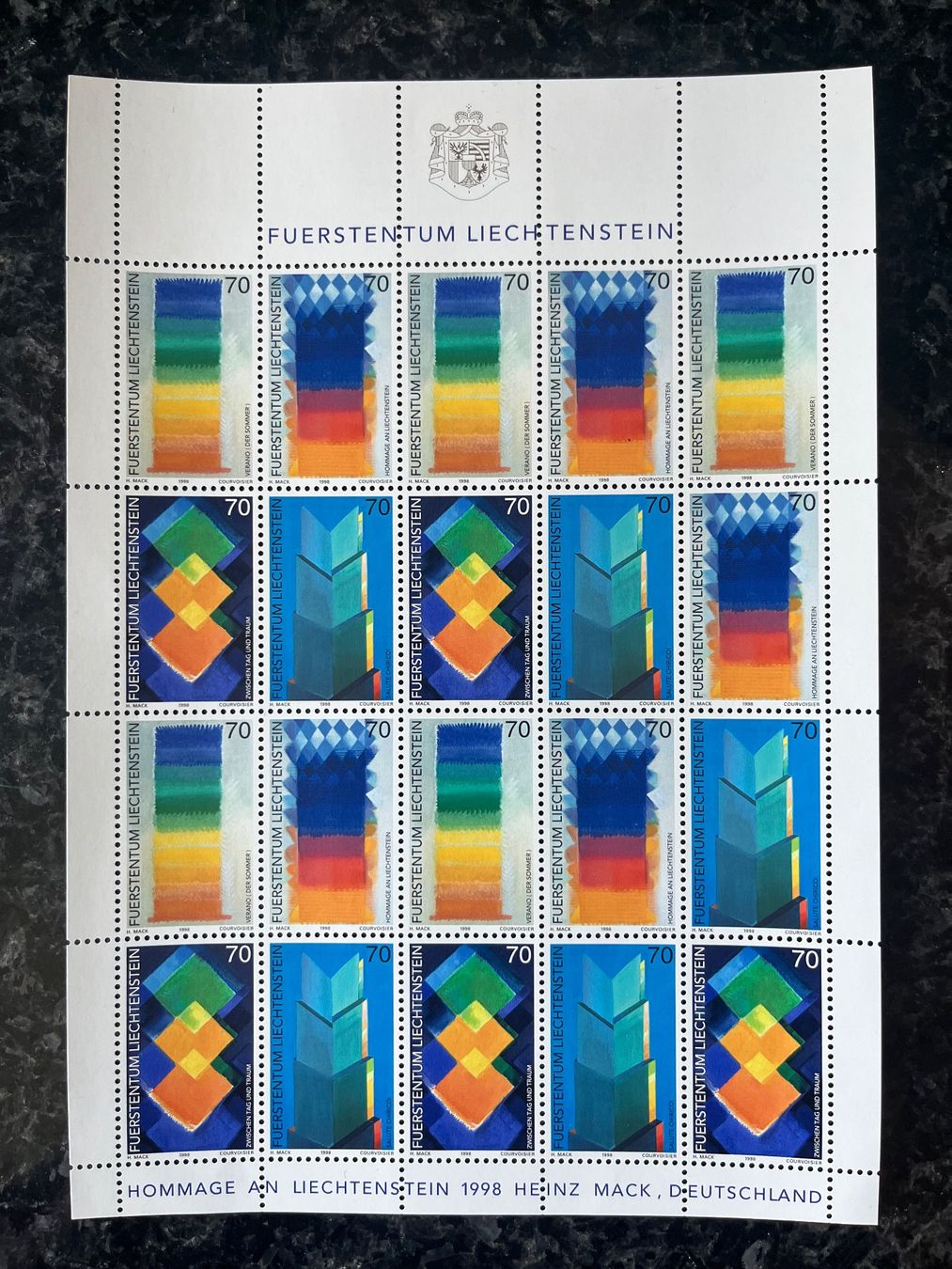 Alle Briefmarken: Kleinbogen ** 1998 Hommage an Liechtenstein – Neu (gemäss Beschreibung) aus Freidorf TG von ern_7s68