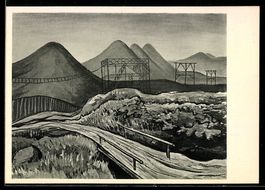Jan Zrzavy: Hügellanschaft mit Weg, Bau