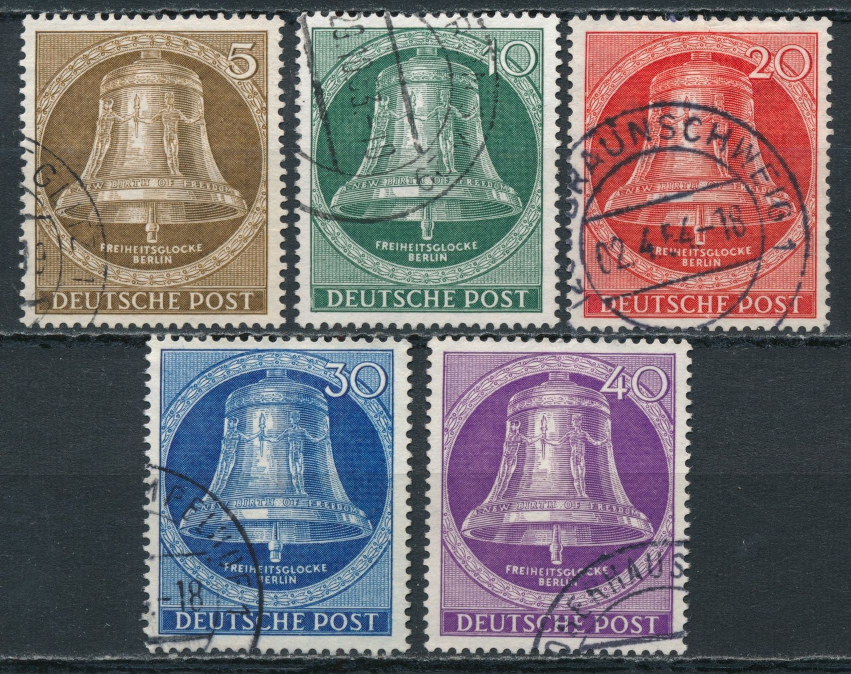Alle Briefmarken: Deutsche Post Berlin Mi. 101 - 105 – Gebraucht aus Bonau von Profila3