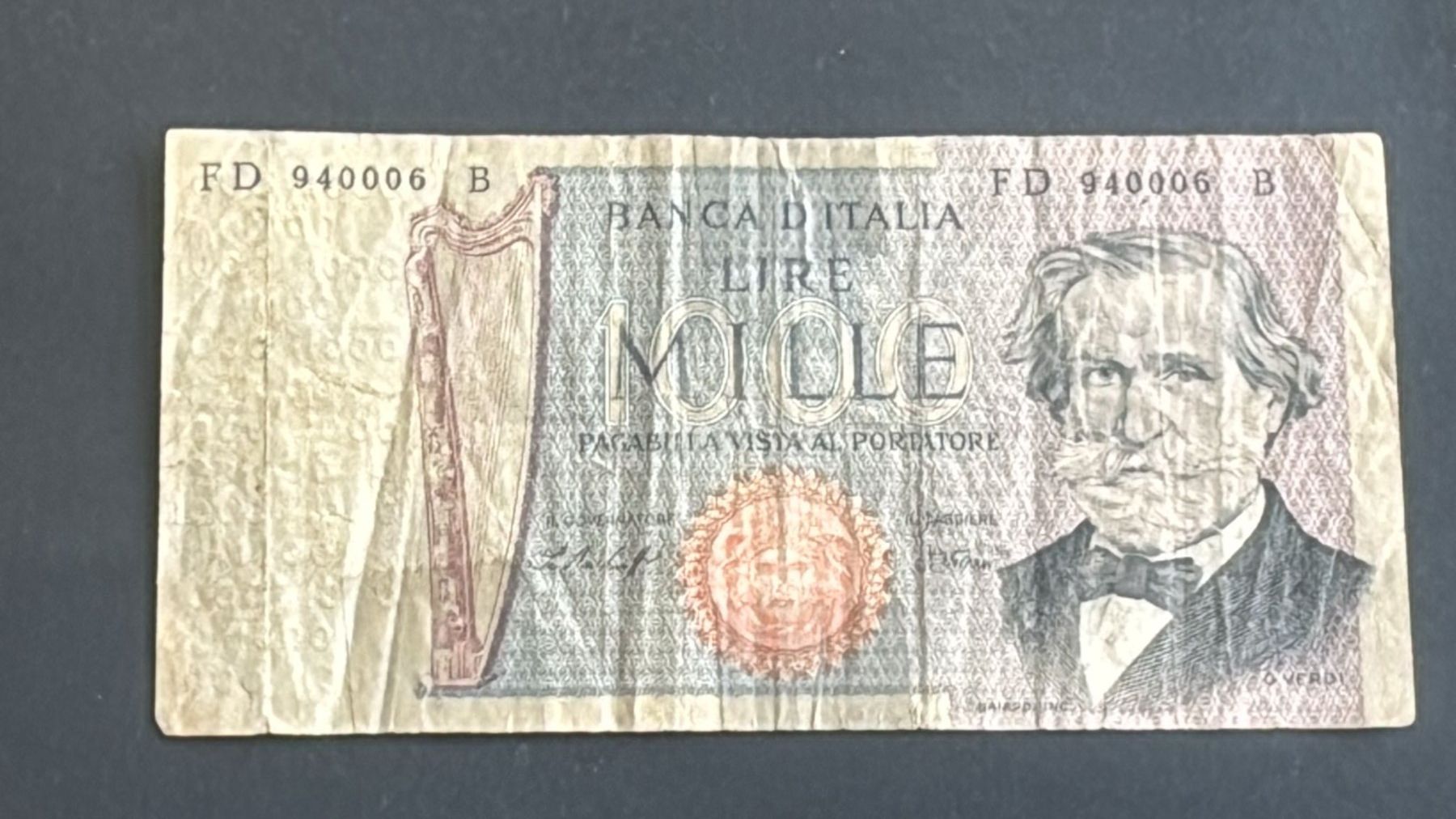 Banknoten: Italienische 1000-Lire-Banknote 1969 – Gebraucht aus wattwil von Nafri07