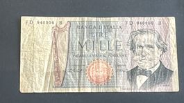Italienische 1000-Lire-Banknote 1969