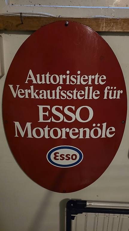 Schilder: Original Esso Emailschild 60 er Jahre – Gebraucht aus Ettingen von 1964erNachtzugfahrer