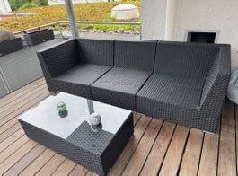 Lounge-Set Dunkelgrau mit Tisch