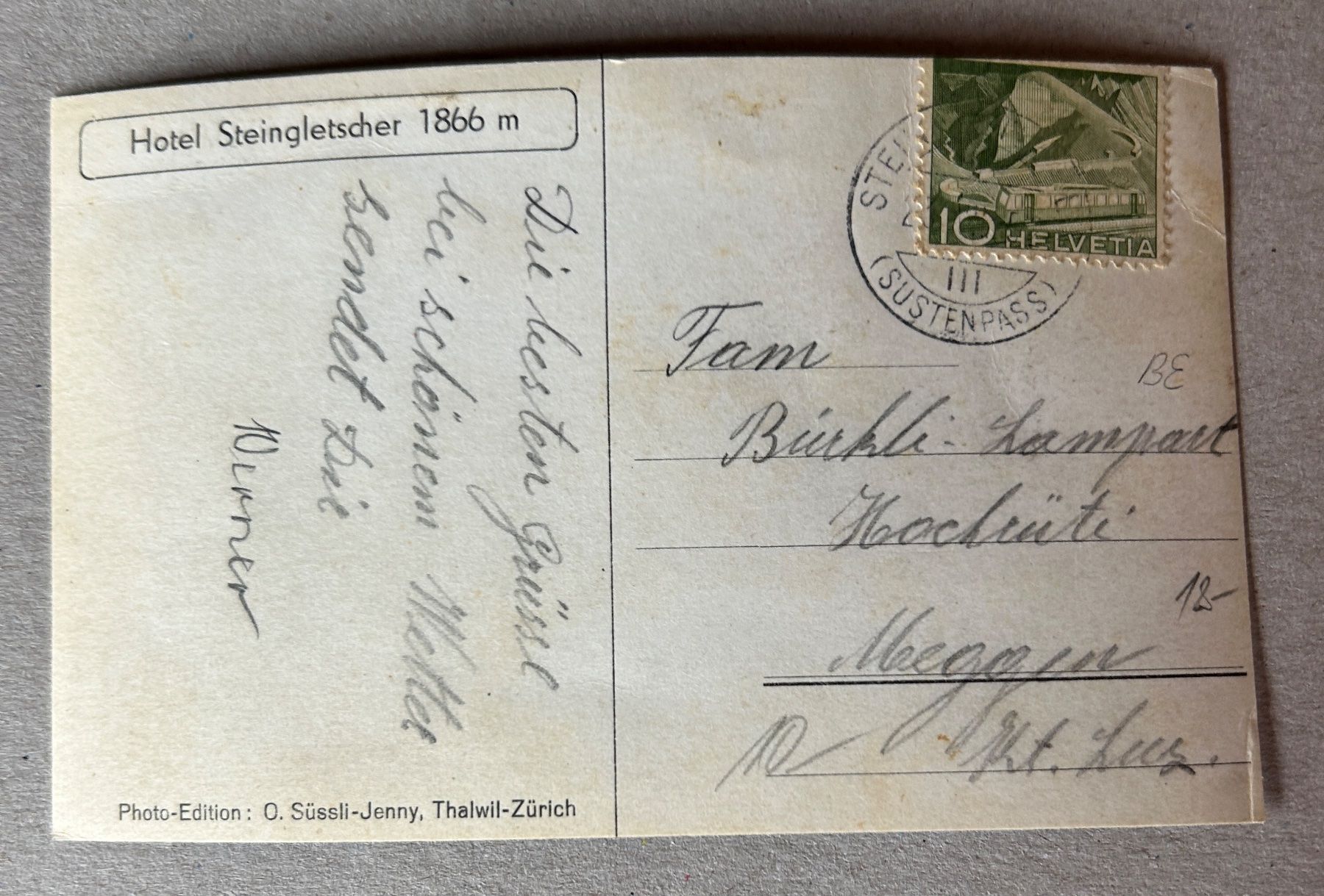 Cartoline postali: AK Hotel Steingletscher 1866m – Usato da Untervaz venduto da buesmig 1