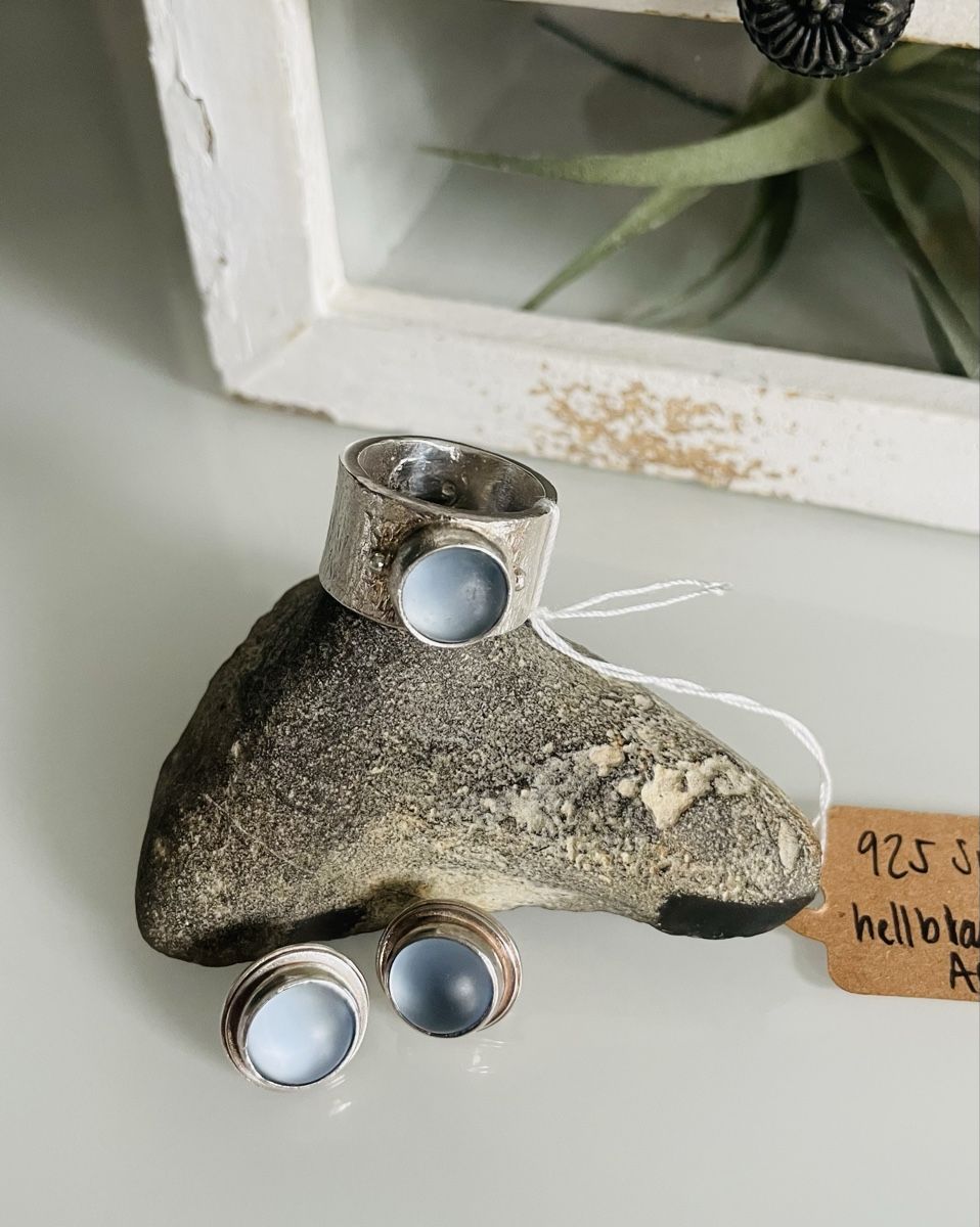 Orecchini pendenti & Orecchini a lobo: Silberschmuck Set, Ring & Ohrringe Silber 925, Achat – Usato da Stein AG venduto da rbk79 1