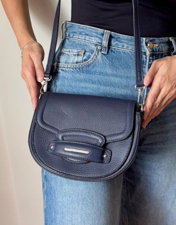 Elegante dunkelblaue Kunstleder Umhängetasche