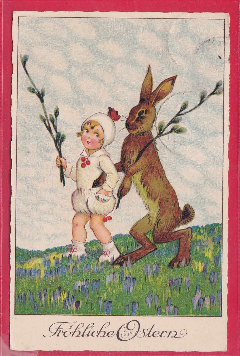 Cartoline postali: FRÖHLICHE OSTERN, 8.4.1939 – Usato da Oberrieden venduto da Gebirgsstelze