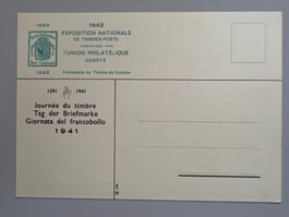 1941 Tag der Briefmarken Karte ungbraucht Aufdruck Expo Genf