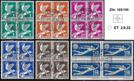 (ZNr. 185/190 Viererblock mit Gummi)  ET-Stempel  2.II.32