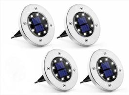 LED Solar Boden Leuchte 4er Set mit je 8 LED
