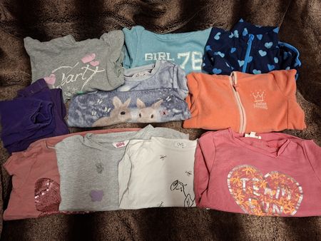 Gr.110/116 Mädchen Langarmpulli Set 9 Pullis 2 Leggings