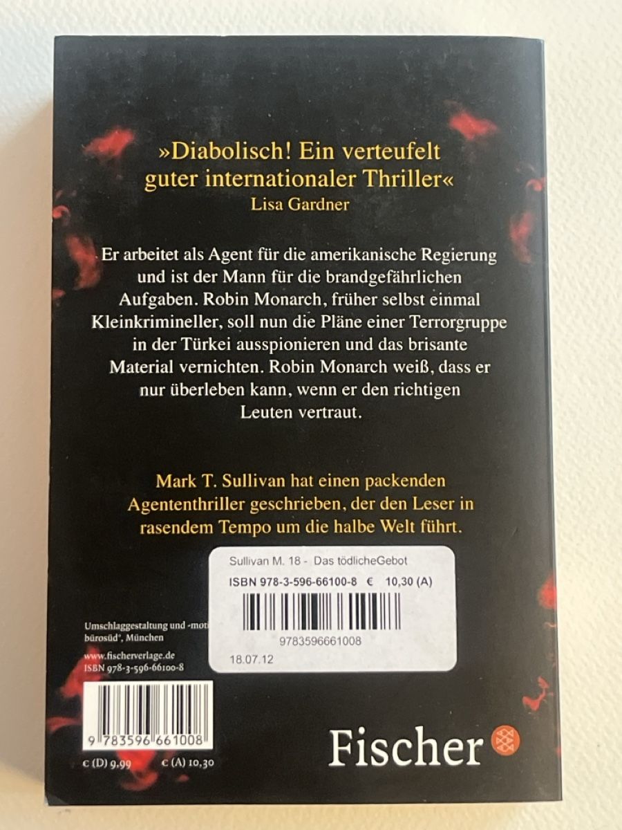 Libri: Mark Sullivan: Das tödliche Gebot, Thriller, Top! – Usato da Forch venduto da tieckr 1