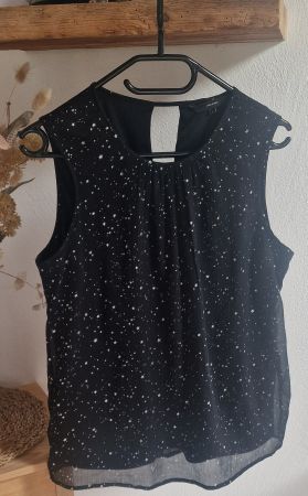 Top mit Sternenprint, ärmellos, Grösse L, schwarz, NEU!