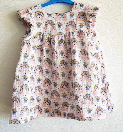 Kleid aus Musselin mit Regenbon 86/92 -Tunika 92/98 NEU