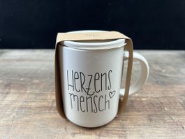 "Herzensmensch" Tasse mit Deckel