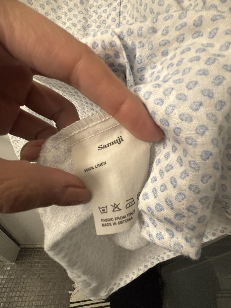 Camicette: Samuji Leinen Bluse, Grösse 36, hellblau gemustert – Usato da Zürich venduto da marykari37 3
