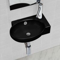 Lavabo Keramik Waschbecken mit Hahn/Überlaufloch Schwarz
