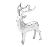 Figur Hirsch 21,5 x 7,7 x 16 cm Rentier Metall Silber Reh