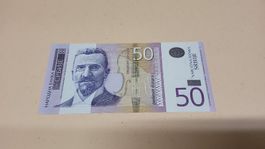 Seltene 50 Dinar Banknote aus Serbien, Top 2005