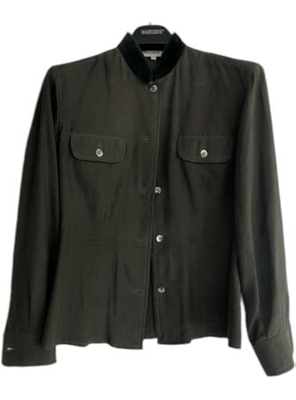 Blouse en soie vert olive