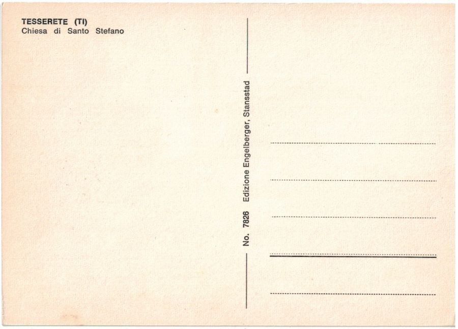 Cartoline postali: Tesserete, Chiesa Santo Stefano verso 1975 – Usato da Frauenfeld venduto da POML 1