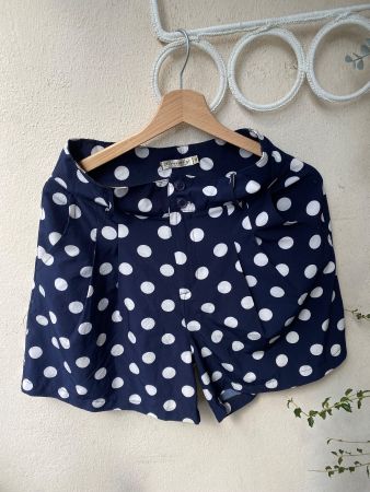 Shorts femme bleu à pois blancs taille M bon état