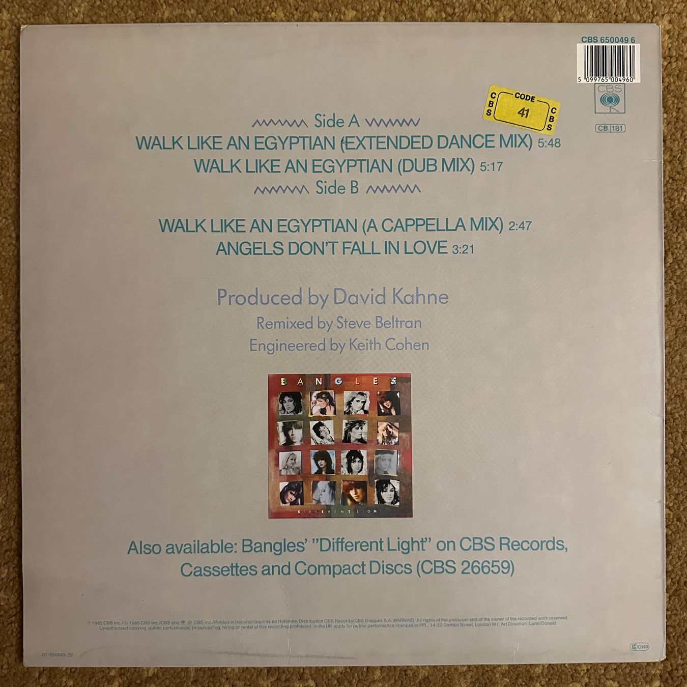 Dischi in vinile: MAXI - Bangles – Walk Like An Egyptian – Usato da Breganzona venduto da Onairda75 1