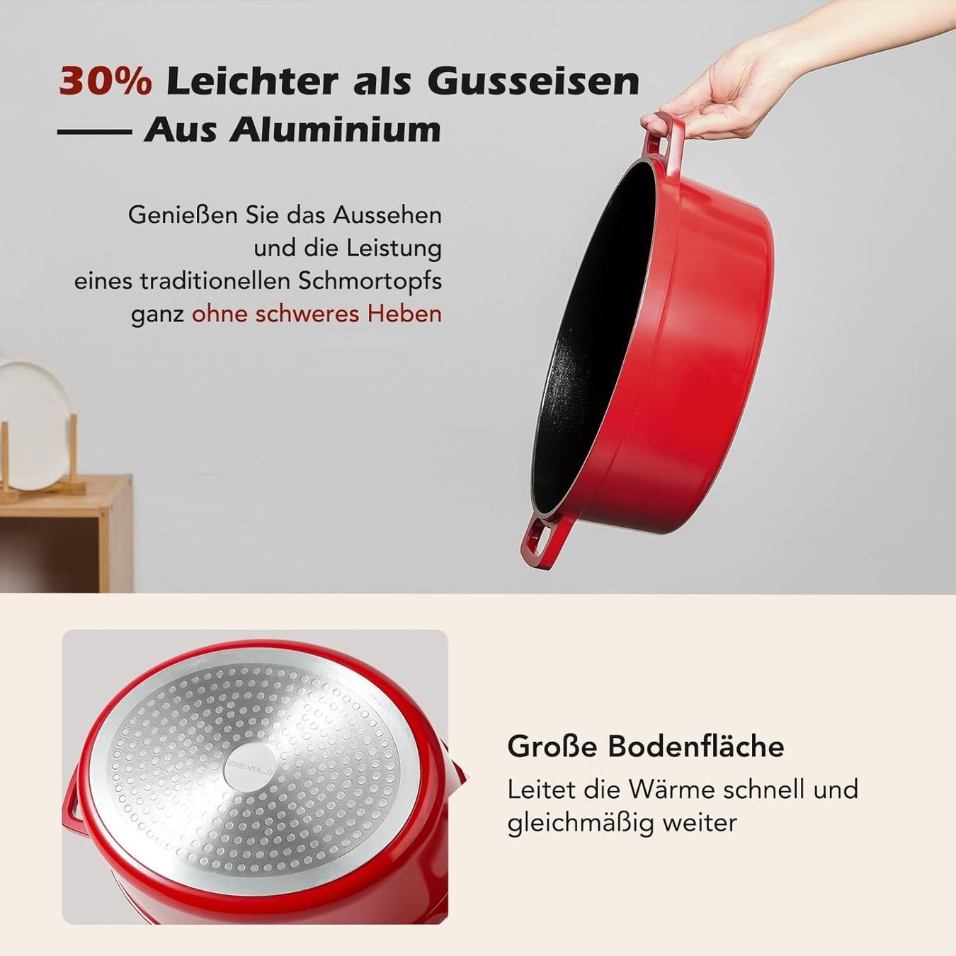 Töpfe: Aluguss Topf 31cm, Bräter, Schmortopf, Kochtopf 6.3 Liter – Neu und originalverpackt aus Zürich von MueDes 6