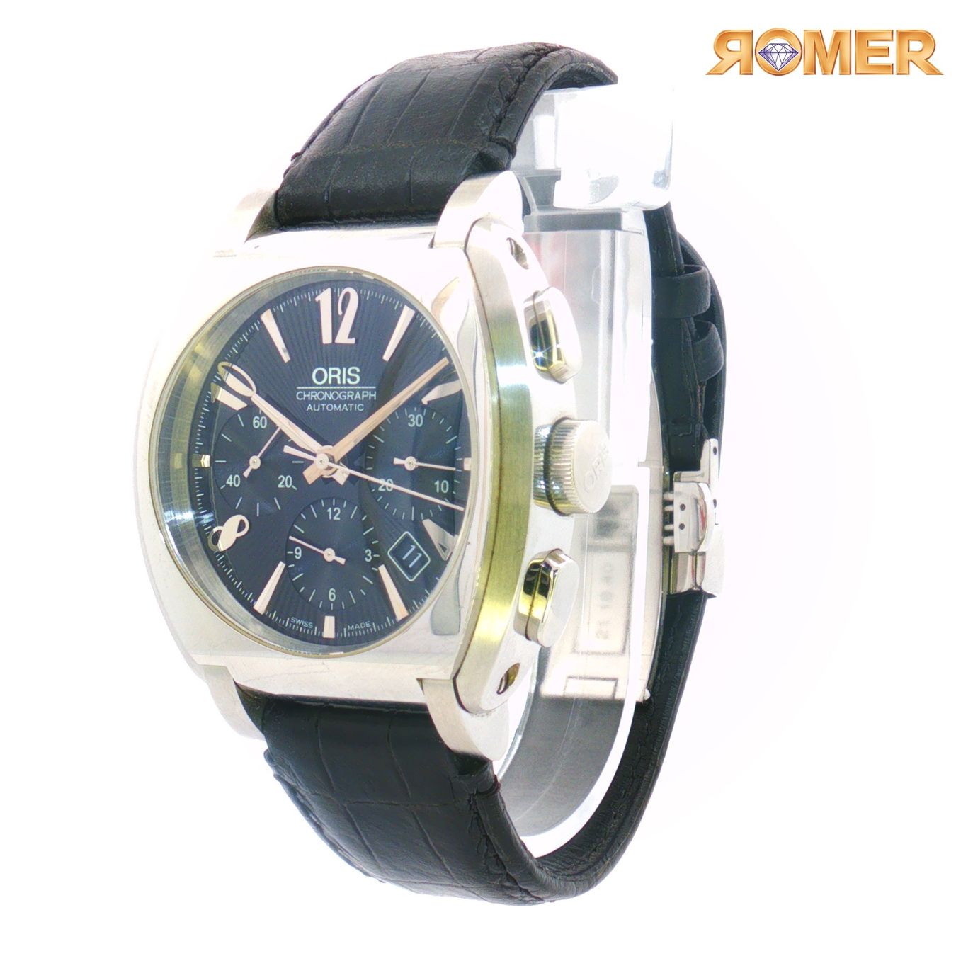 Oris Orologi: ORIS CHRONOGRAPH FRANK SINATRA BLACK LEDERBAND – Usato da Winterthur venduto da Romer.Uhren.Schmuck 1